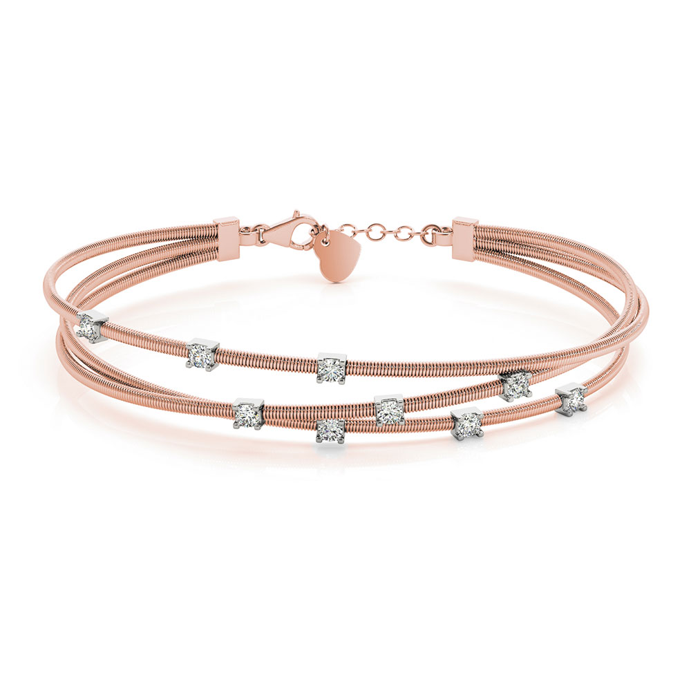 Italian Design Gold Diamond Bracelet In 14K Rose Gold | Fascinating Diamonds