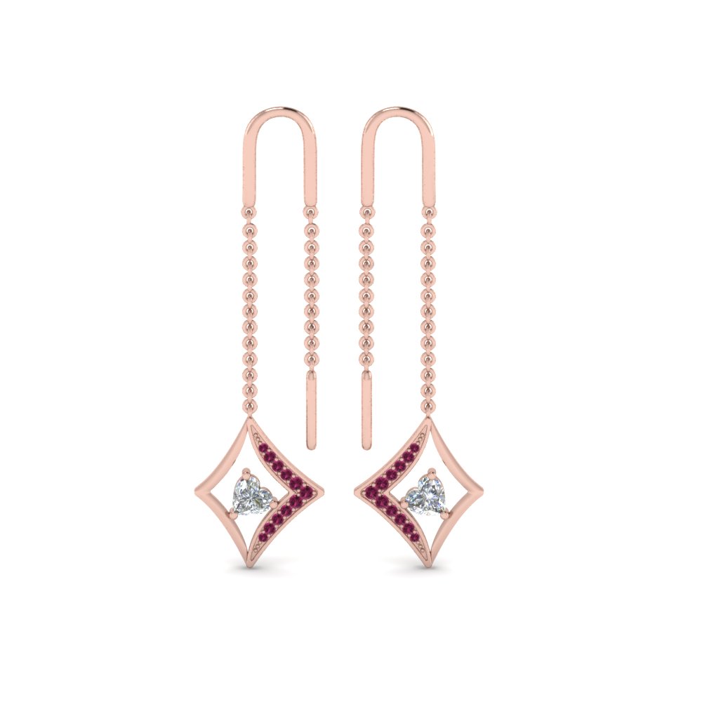 kite-design-heart-threader-earring-with-pink-sapphire-in-FDEAR8855GSADRPIANGLE1-NL-RG
