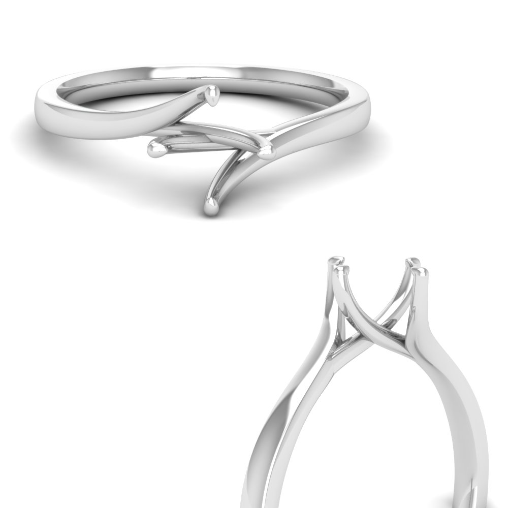kite set swirl diamond semi mount engagement ring in 14K white gold FDENR9009SMRANGLE3 NL WG