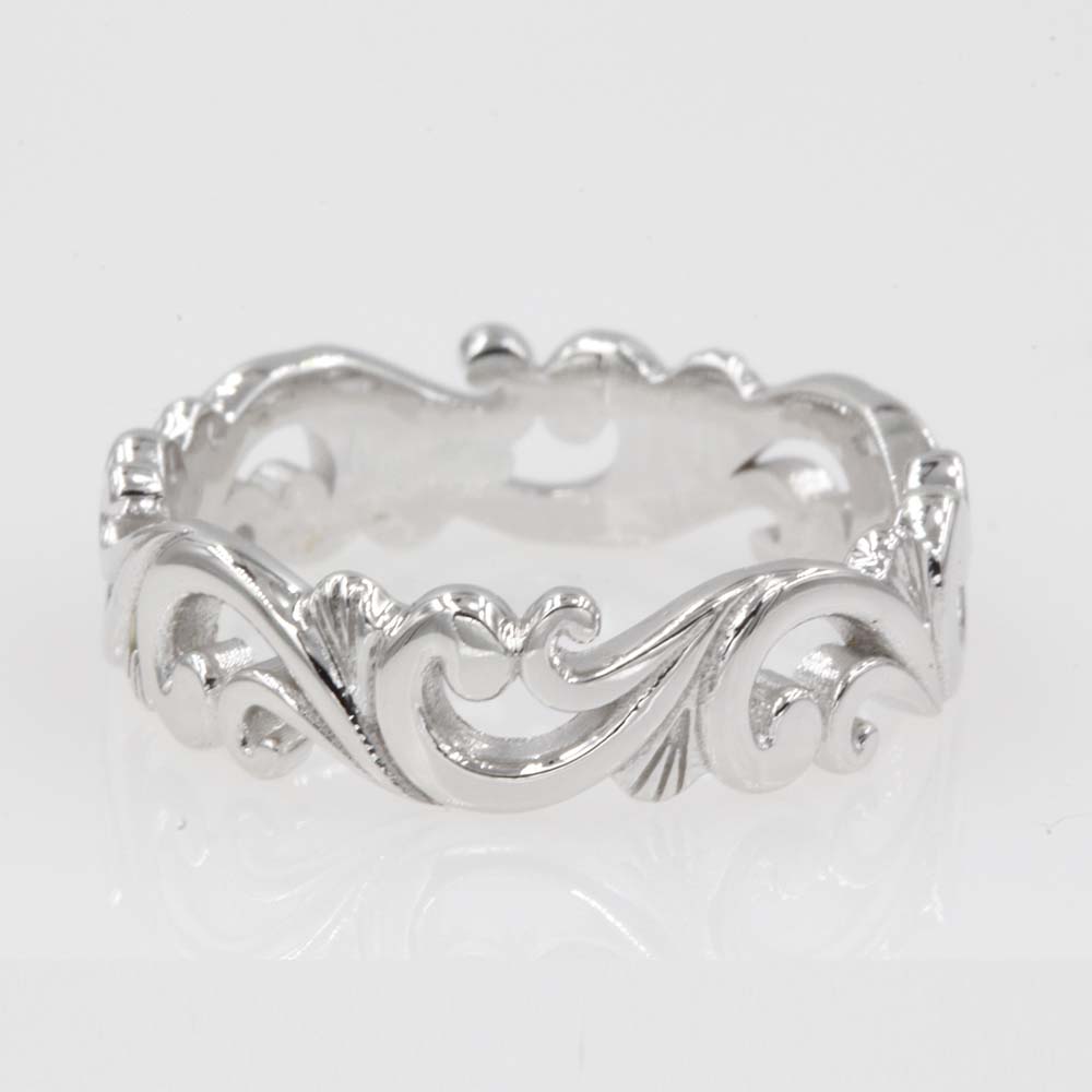 Lace Filigree Wedding Band In 18K White Gold Fascinating
