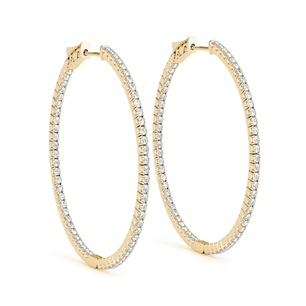 Large Hoop Earring Diamond Inside Out In 18K Yellow Gold | Fascinating ...