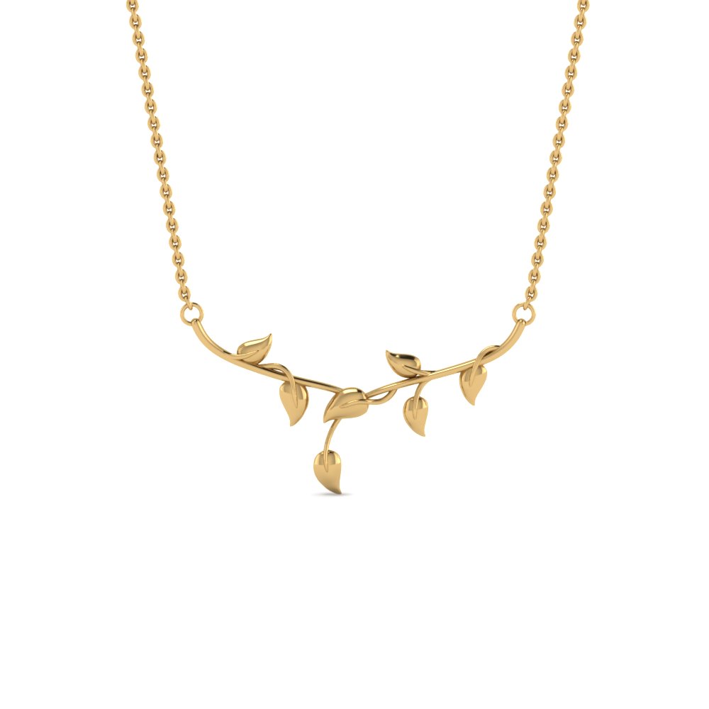 Yellow Gold Leaf Necklace