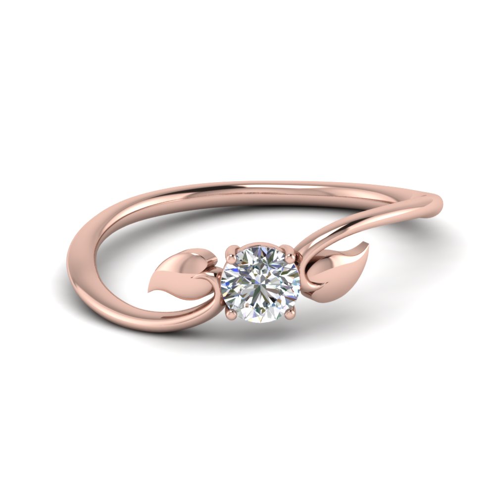 Leaf Solitaire Diamond Wedding Ring