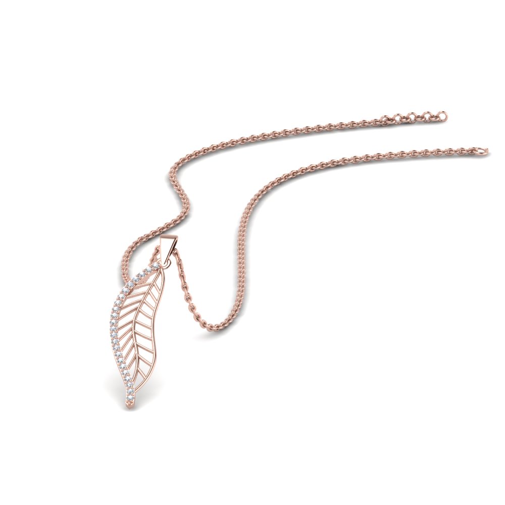 Leafy Diamond Pendant Necklace