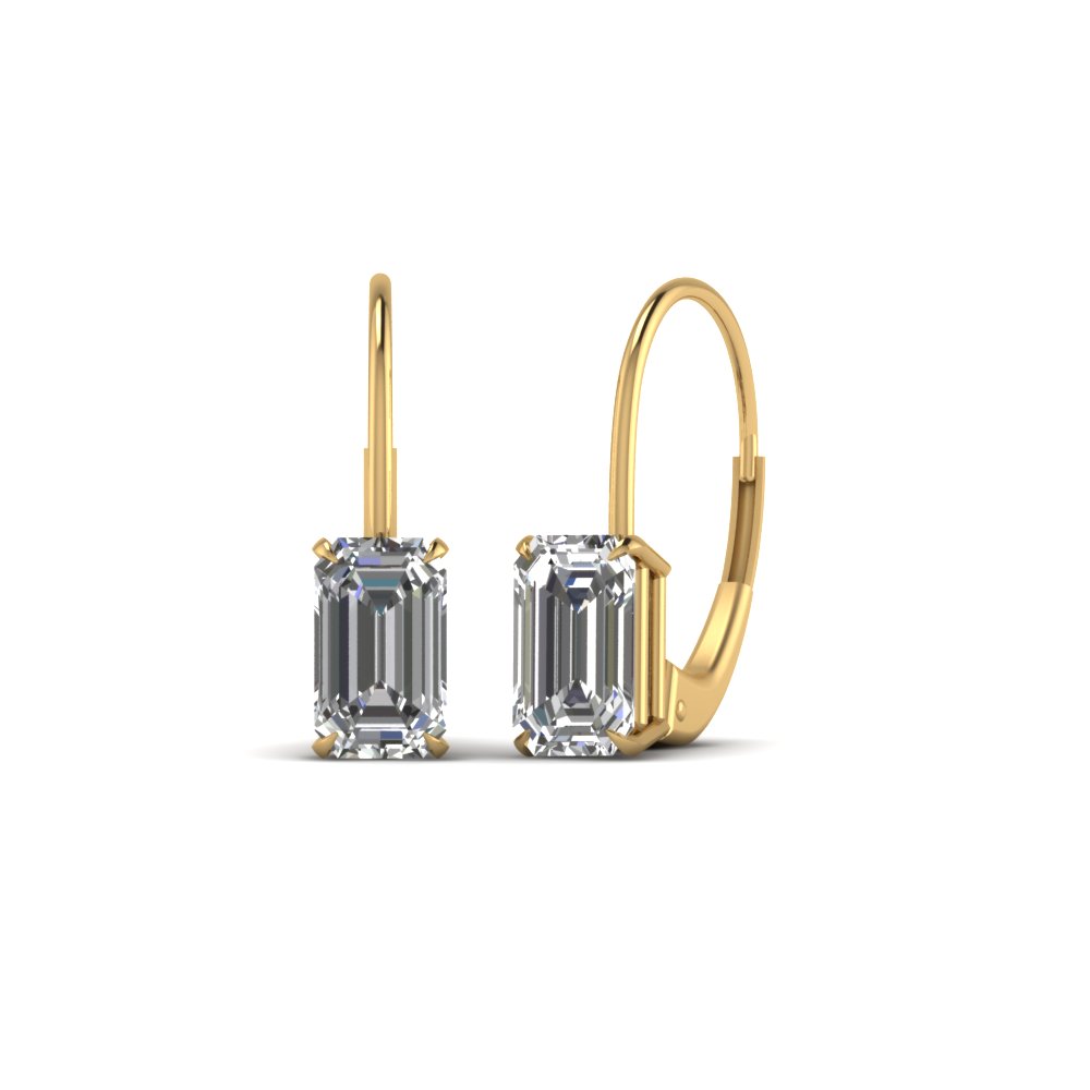 Leverback Lab Diamond Earring 2 Carat In 14K Yellow Gold | Fascinating ...