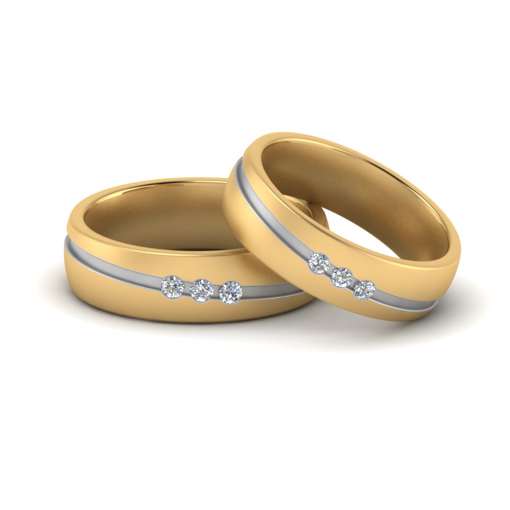 Lgbt Wedding Rings With Diamonds In 14K Yellow Gold Fascinating Diamonds photo
