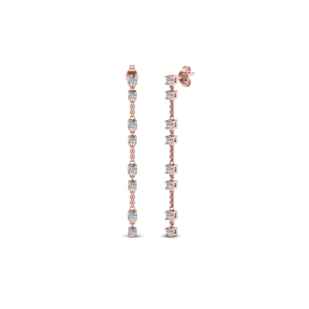 Long Hanging Diamond Drop Earring In 18k Rose Gold Fascinating Long Hanging Diamond Drop Earring In Fdear652340 Nl Rg