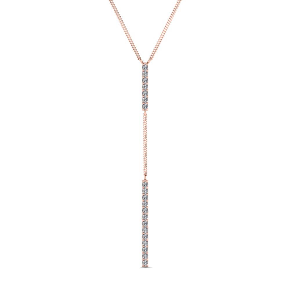 Long Straight Bar Hanging Diamond Necklace