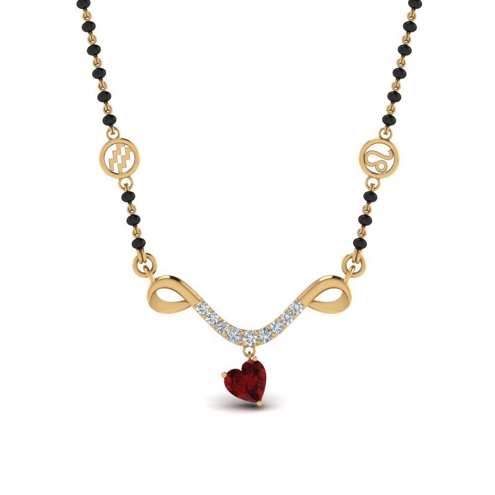 Sun Sign Ruby Mangalsutra With Beads