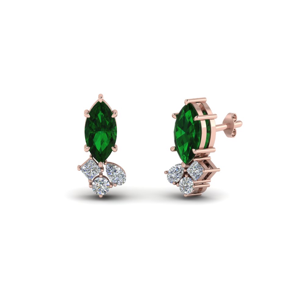 rose gold emerald earrings