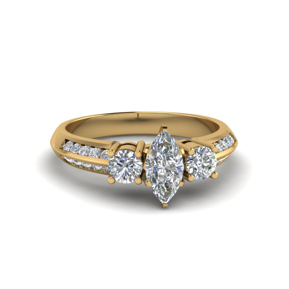 3 Stone Channel Accent Diamond Ring
