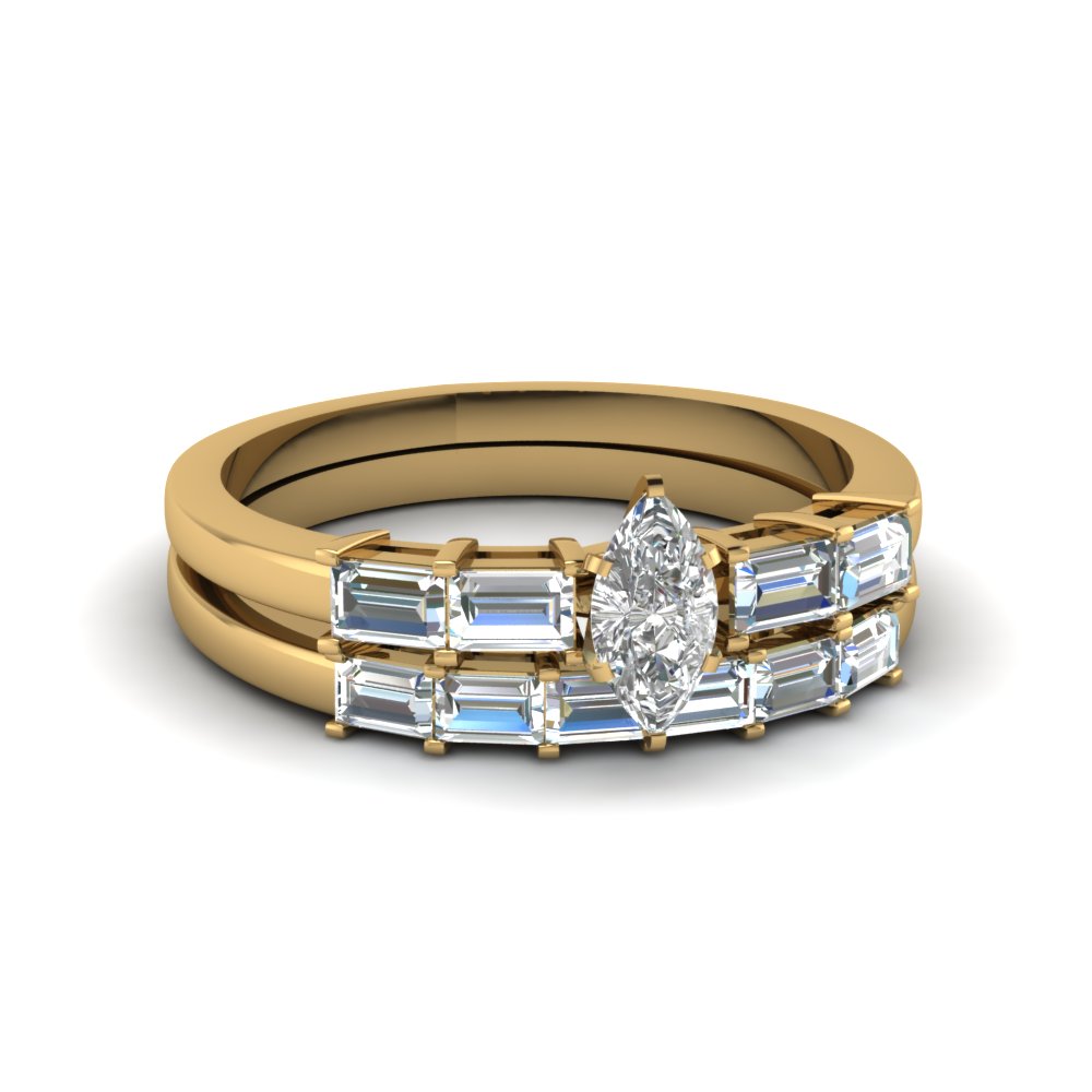 Marquise Cut Diamond Ring With Matching Band
