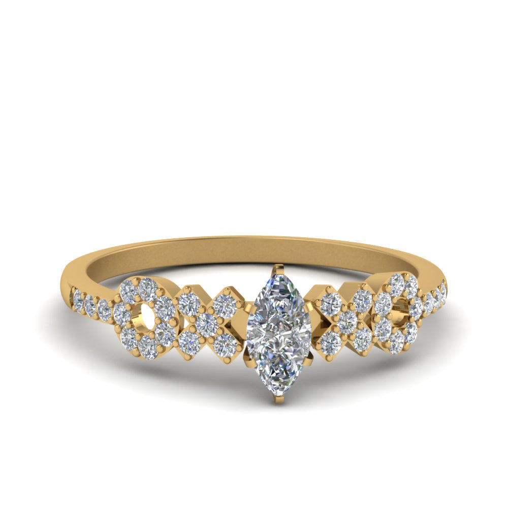 Gold Marquise Cut Side Stone Rings