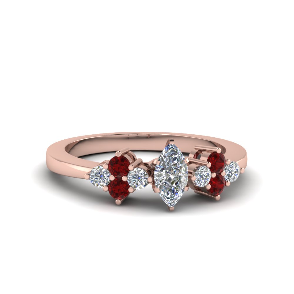 cluster marquise cut diamond engagement ring for women with ruby in FDENS3082MQRGRUDR NL RG