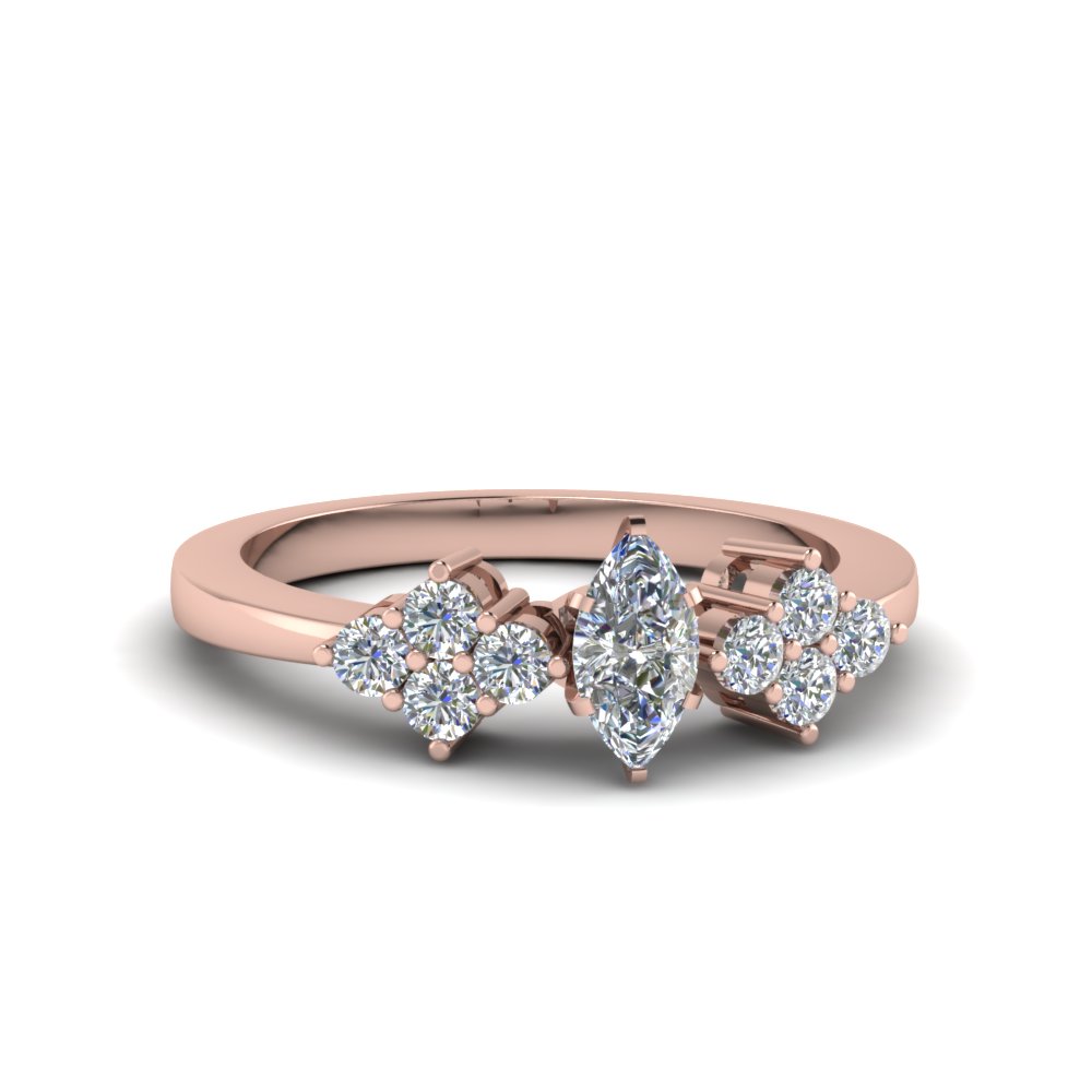 marquise cut diamond accented curved engagement ring in 14K rose gold FDENS3082MQR NL RG