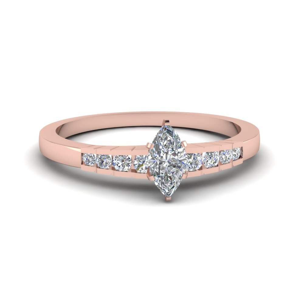 marquise cut diamond graduated accent engagement ring in 14K rose gold FDENS3116MQR NL RG