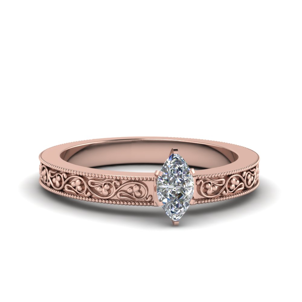 Heart Shaped Filigree Solitaire Diamond Engagement  Ring  