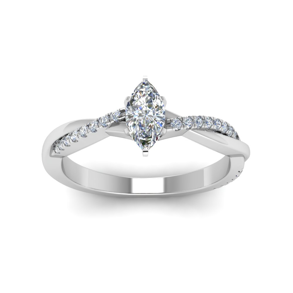 Marquise Cut Infinity Twist Diamond Engagement Ring In 14K White Gold ...