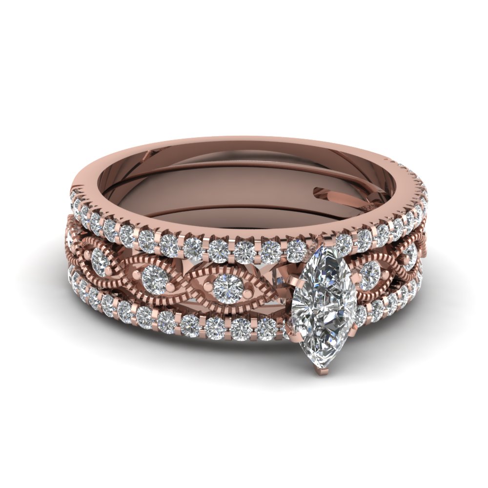 Shop Our 18k Rose Gold Trio Wedding Ring Sets| Fascinating ...