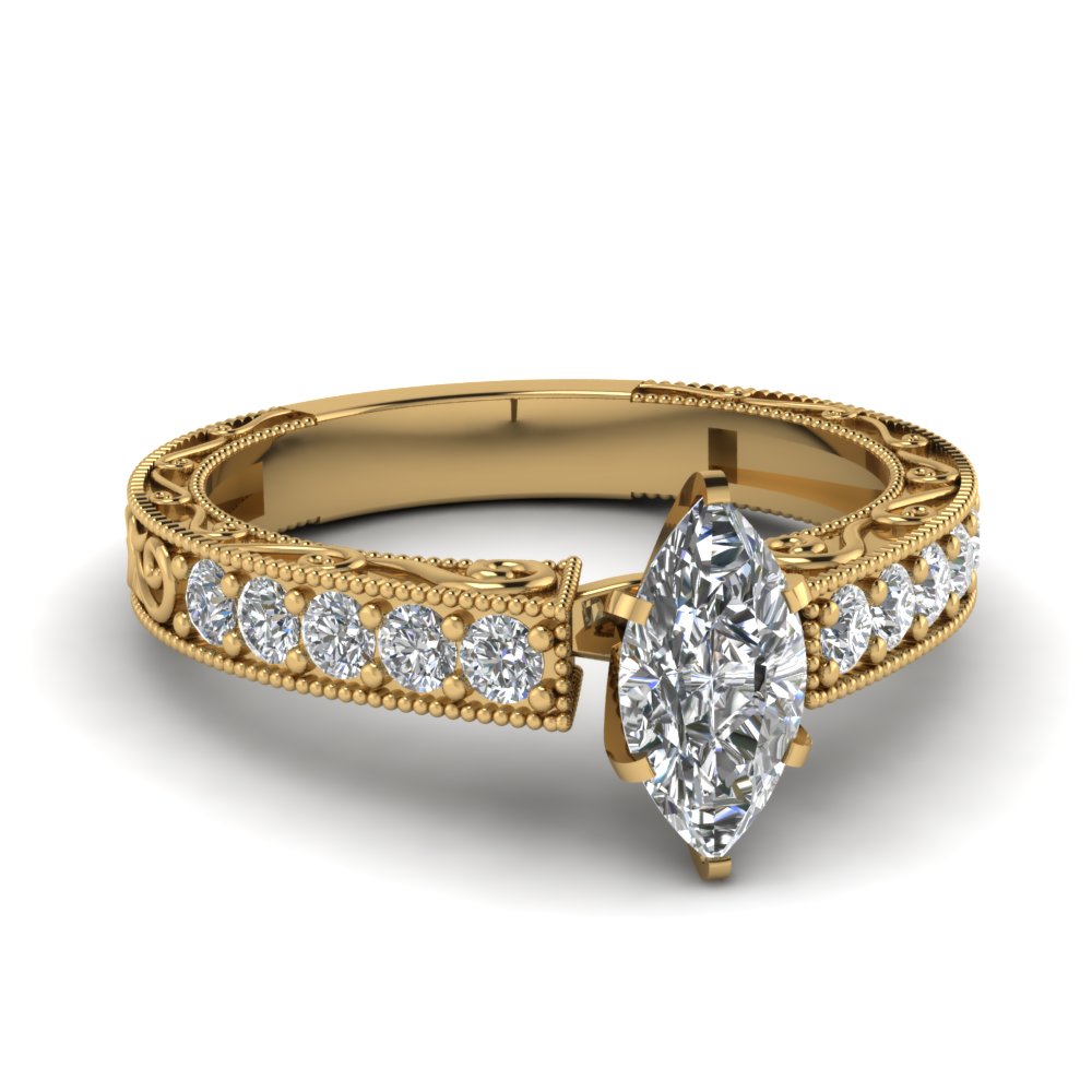 Marquise Shaped Vintage Engagement Ring