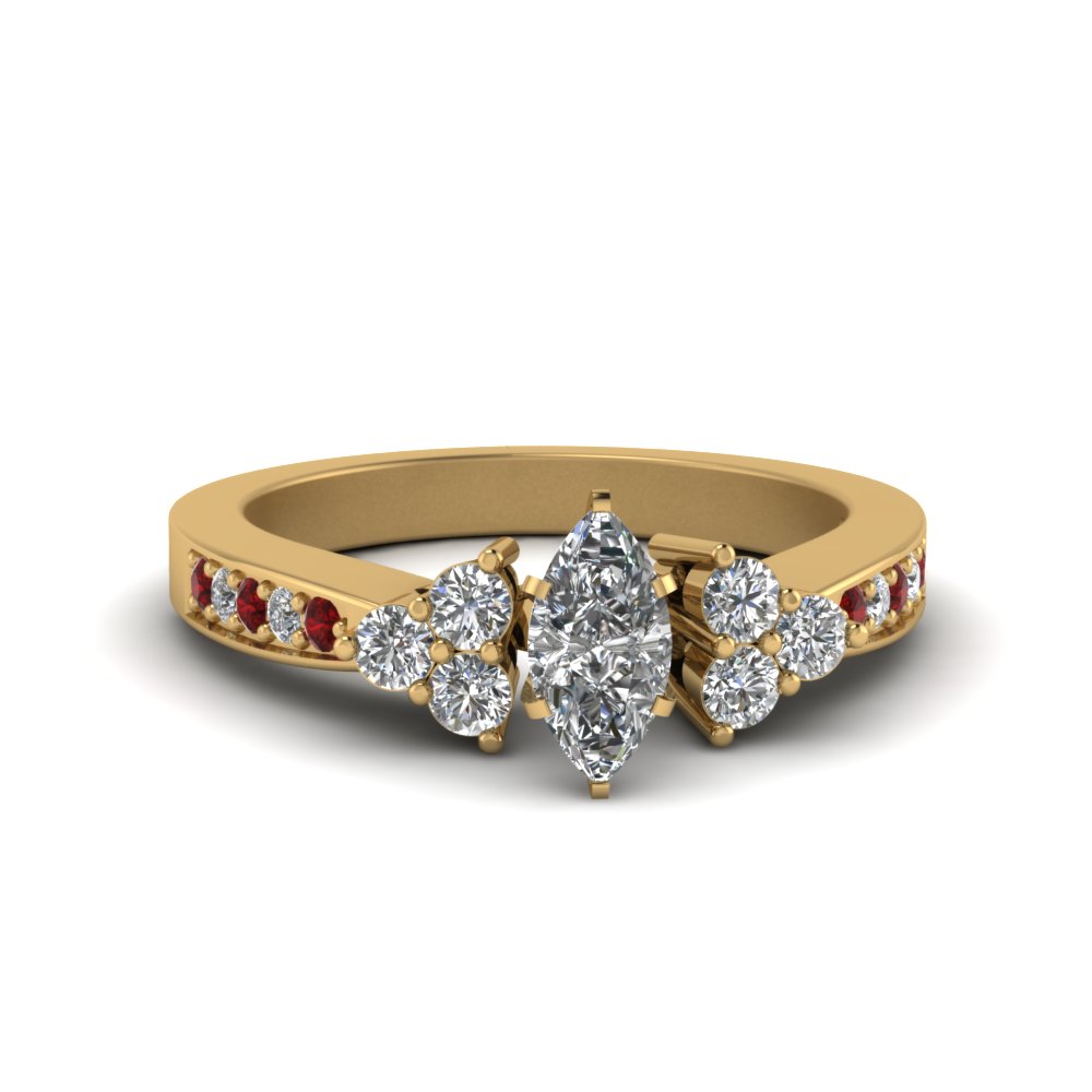 Marquise Diamond Ruby Petite Rings