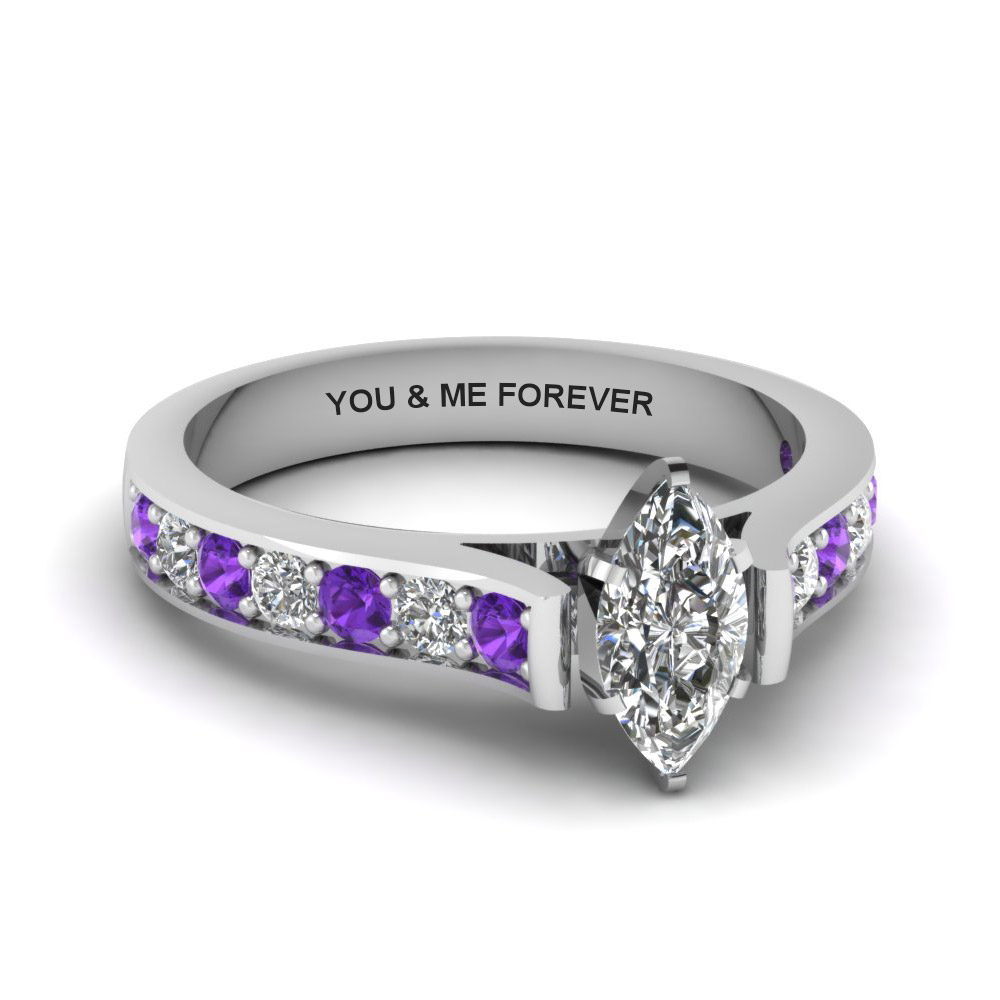 Engagement rings with 2025 purple accents