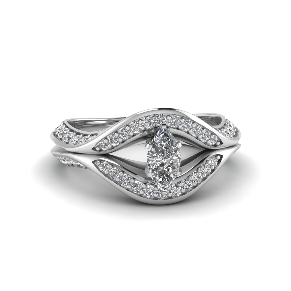 Twisted Halo Diamond Engagement Ring In White Gold | Fascinating Diamonds