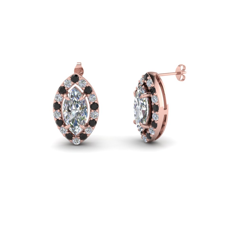 Marquise Cut Stud Earrings With Black Diamond In 18k Rose Gold Marquise Cut Stud Earrings With Black Diamond In Fdear1186mqgblack Nl Rg