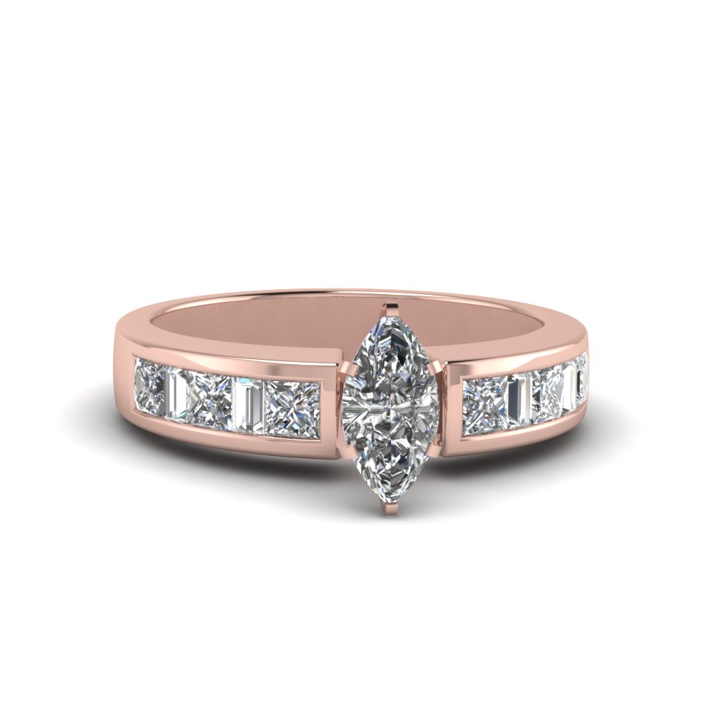 Rose Gold Marquise Diamond Side Stone Rings