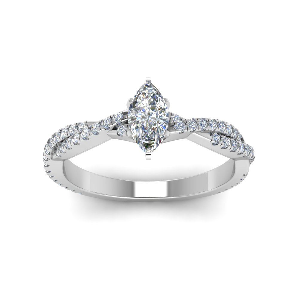 Marquise Cut Twisted Vine Diamond Engagement Ring For Women In 18k