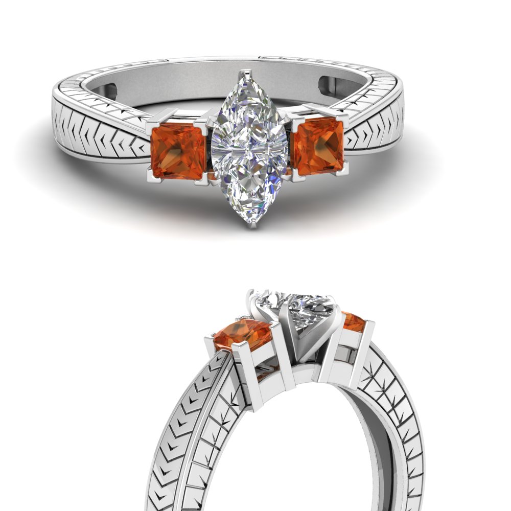 3 Stone Marquise Engagement Rings