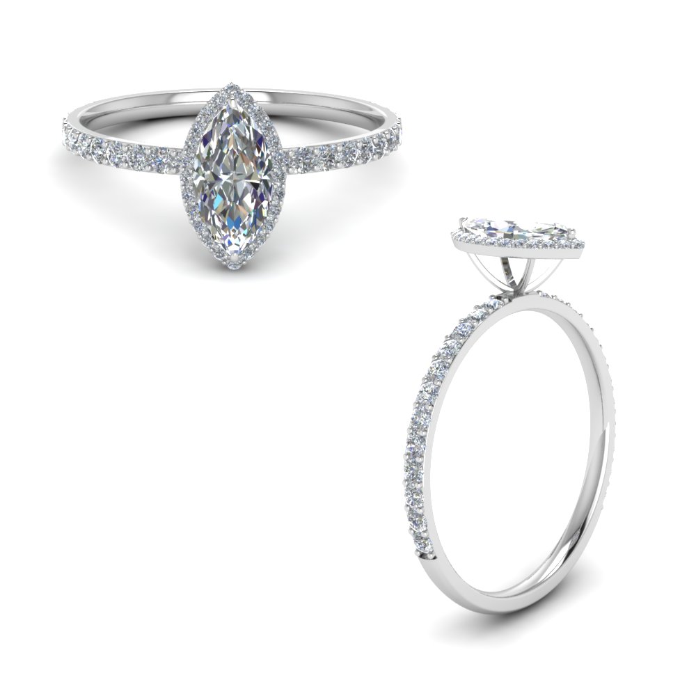 Marquise Cut Halo Diamond Ring