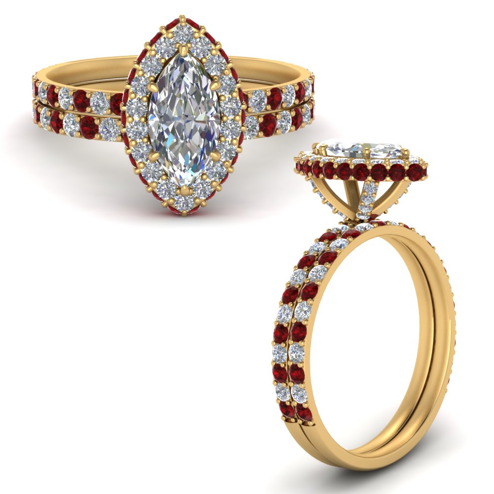 marquise-halo-rollover-wedding-ring-set-with-ruby-in-FD9376MQGRUDRANGLE3-NL-YG