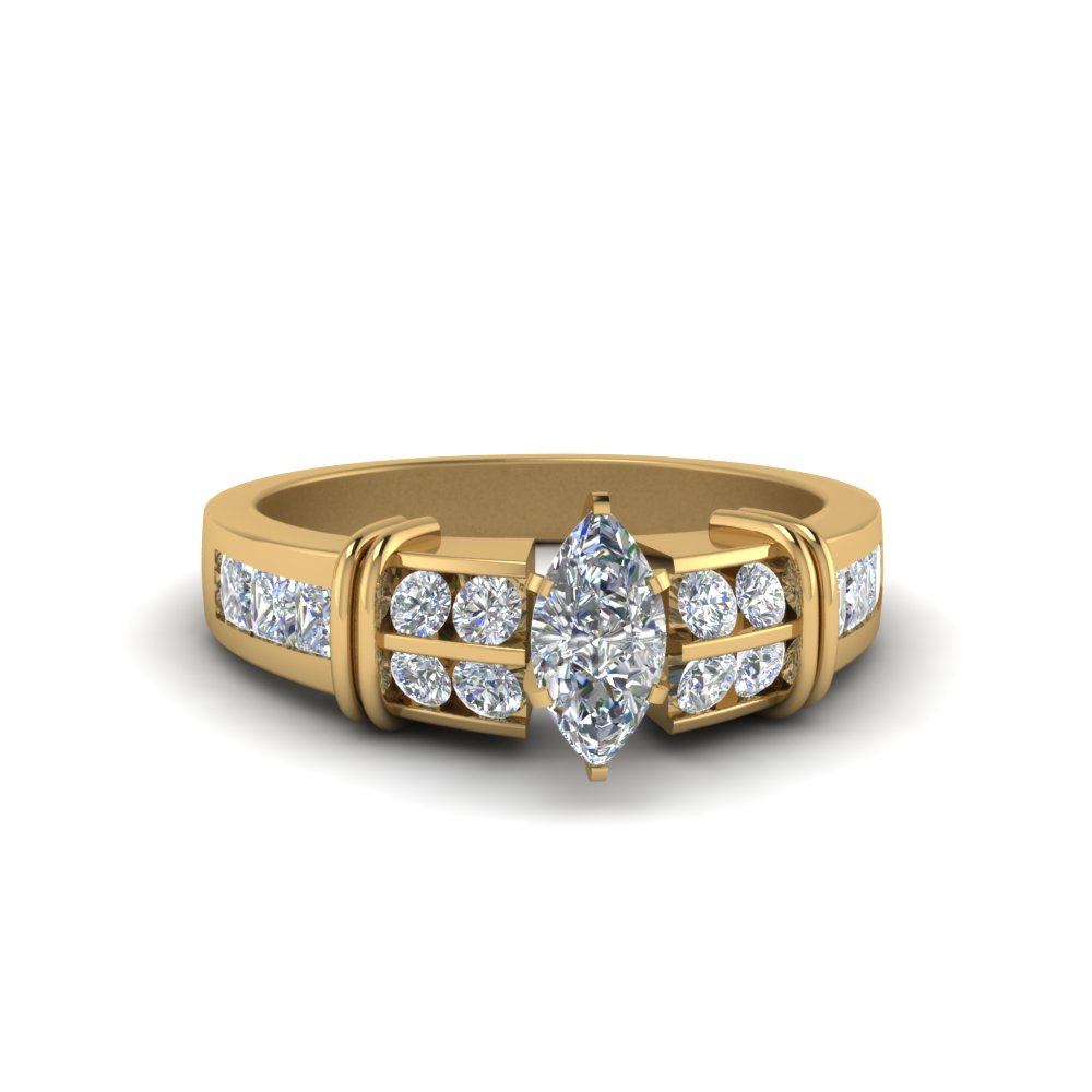 Marquise Shaped Diamond Side Stone Rings