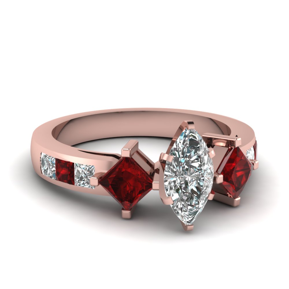 Kite Set Ruby Marquise Diamond Ring