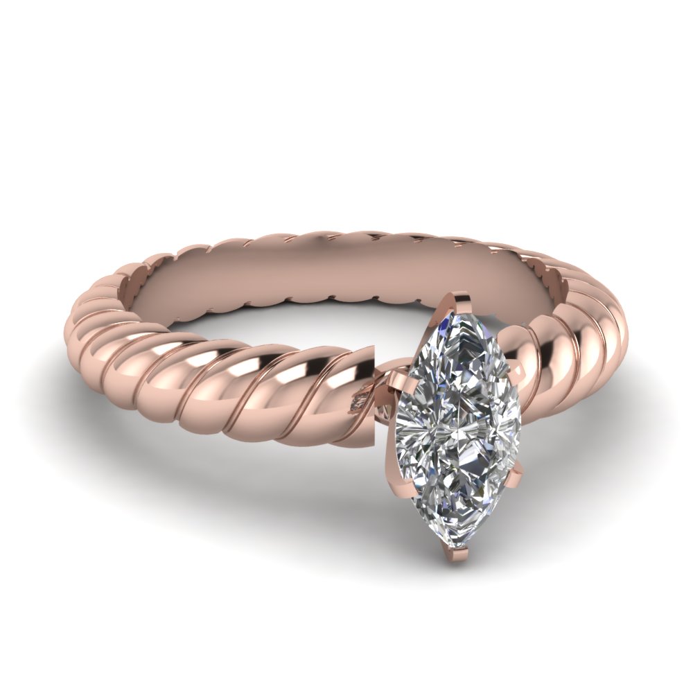 Rose Gold Marquise Cut Solitaire Rings