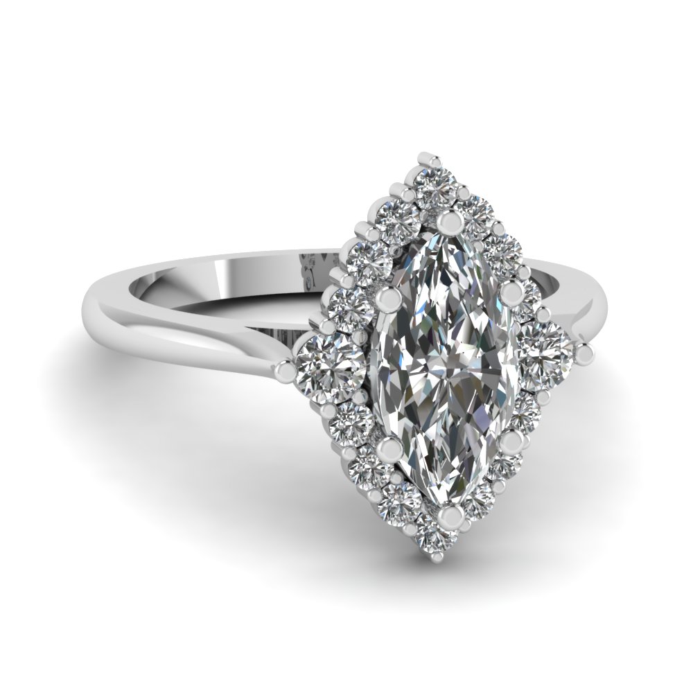 Marquise Shaped Halo Engagement Rings