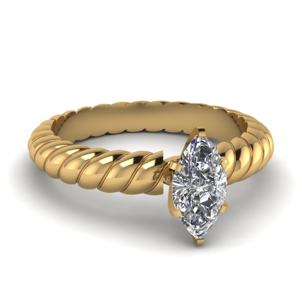 Gold Marquise Cut Solitaire Rings