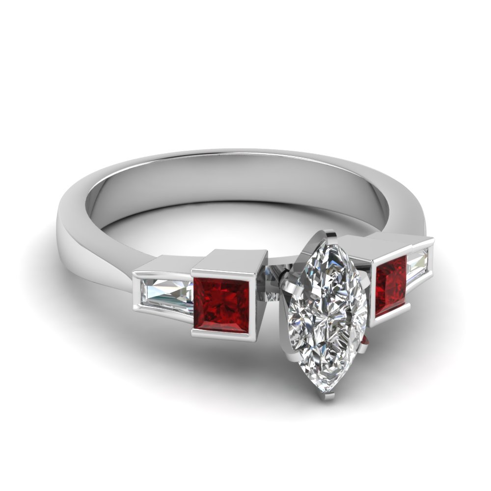 Princess Cut Ruby Diamond Ring
