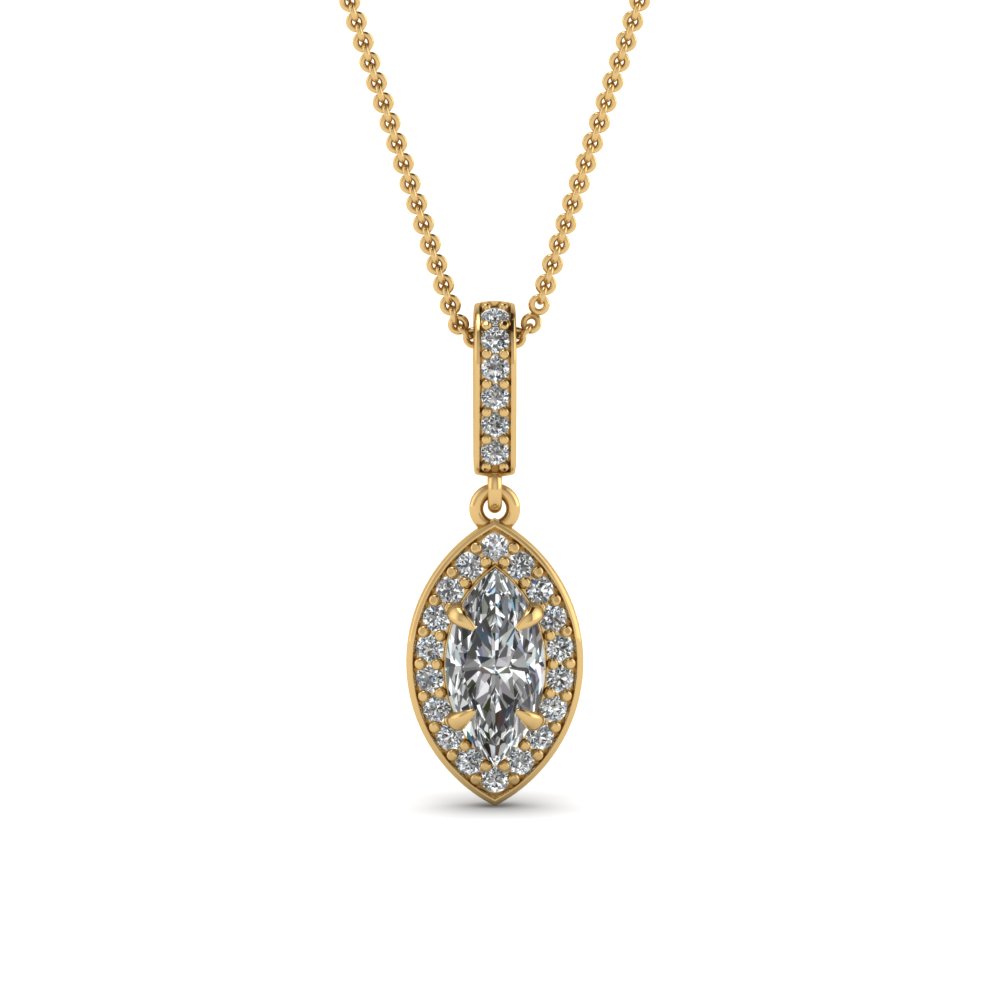 marquise halo diamond pendant in FDPD85656MQ NL YG