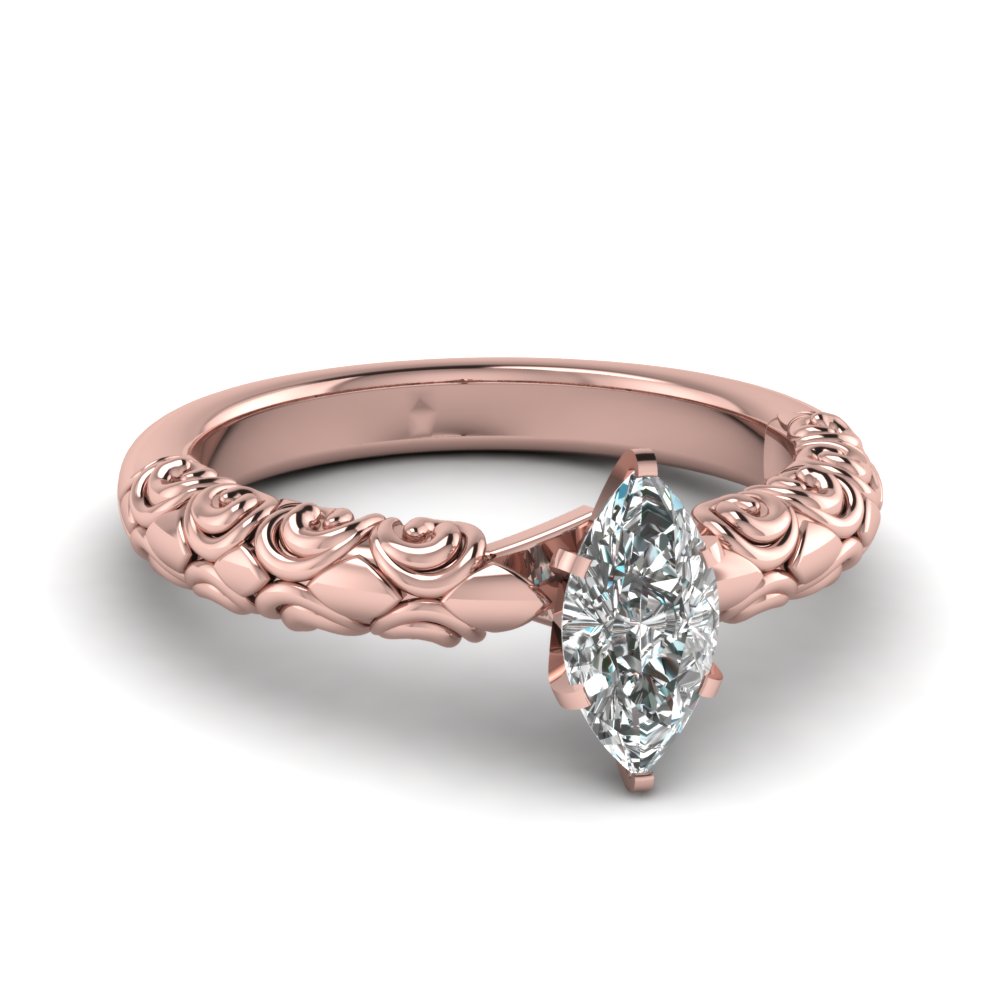 Rose Gold Marquise Diamond Solitaire Ring