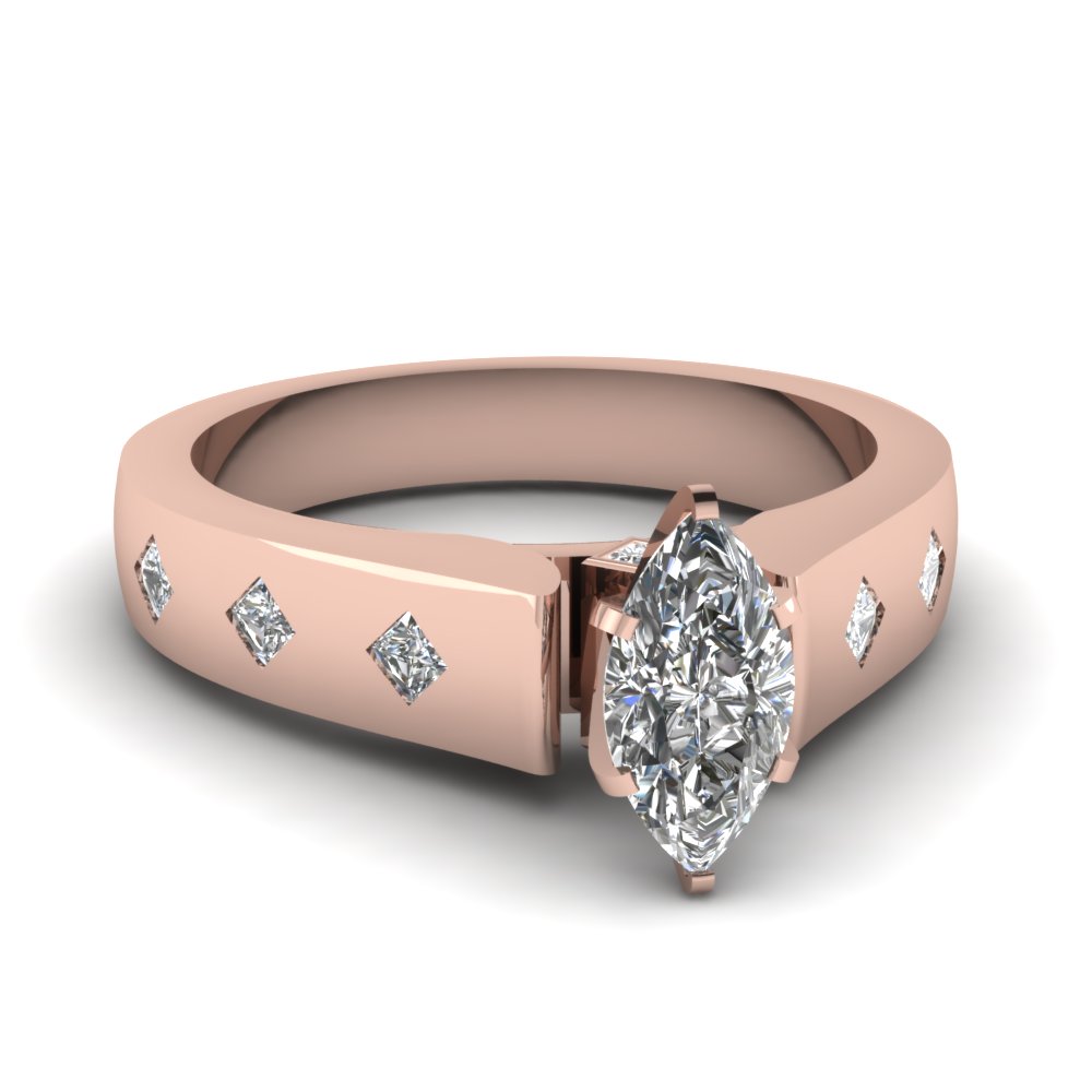 Moissanite Marquise Cut Side Stone Rings