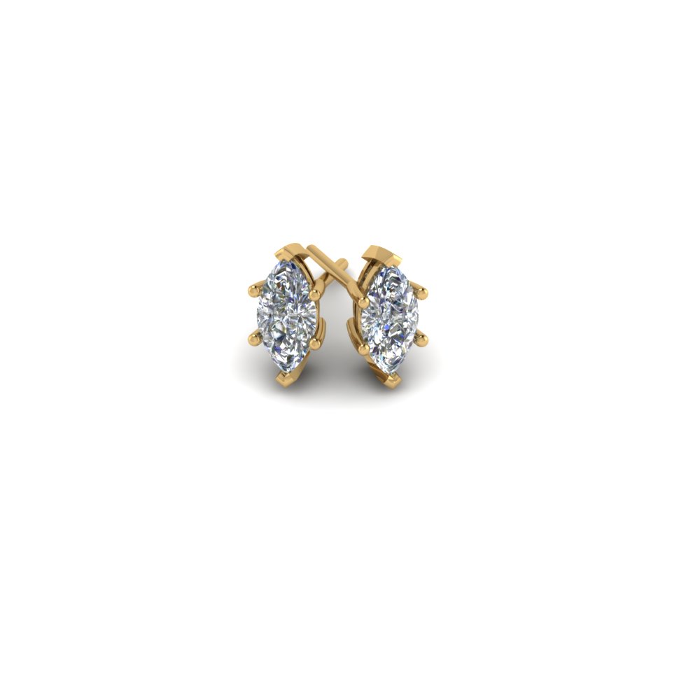 Marquise Shaped Diamond Stud Earrings In 14k Yellow Gold Marquise Diamond Earrings