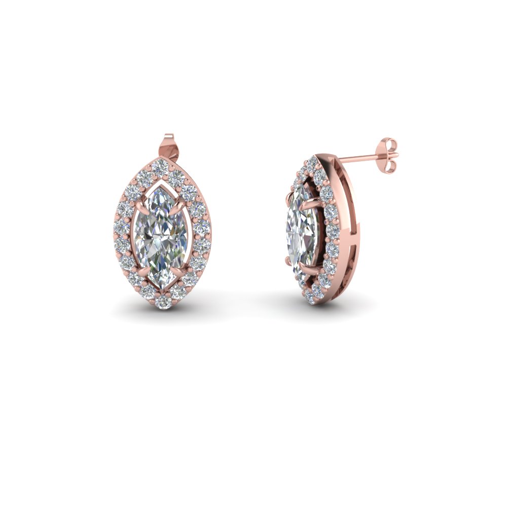 marquise shaped halo diamond stud earring in 18K rose gold FDEAR1186MQ NL RG