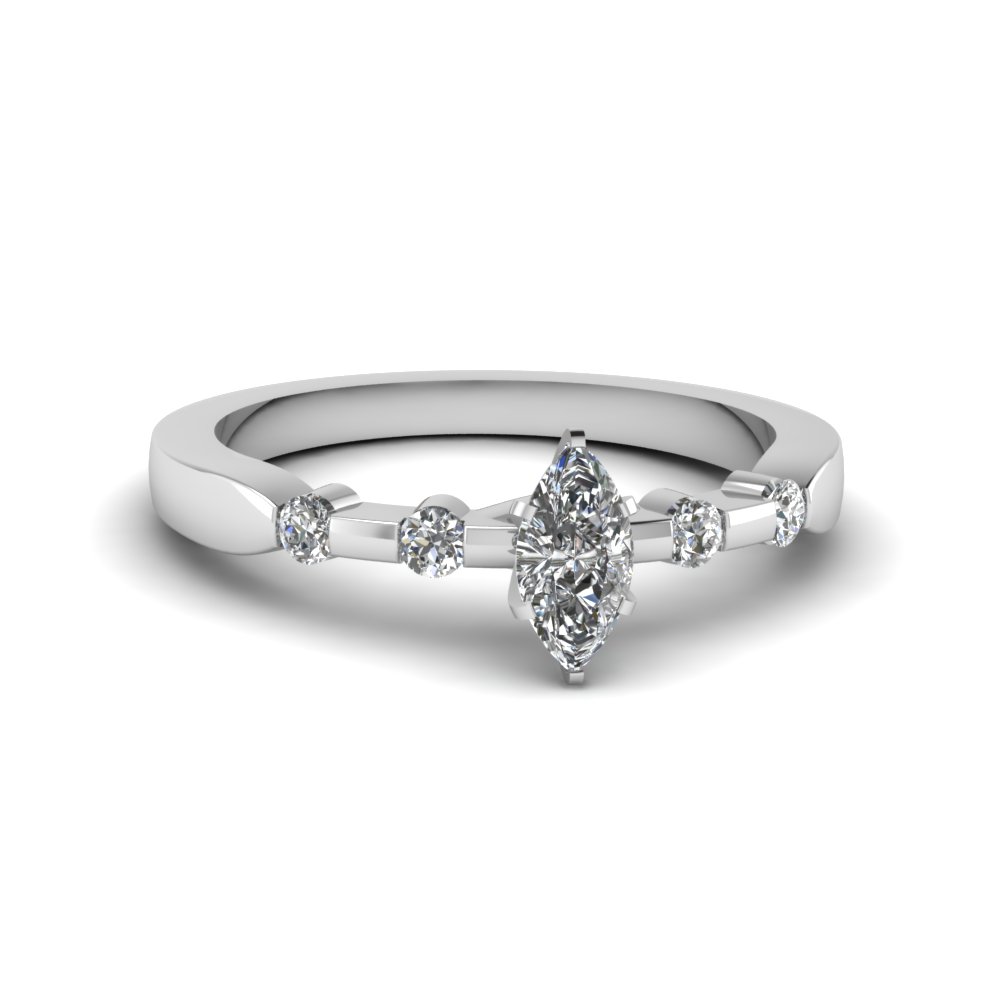 Delicate Marquise Cut Diamond Engagement Ring In 14K White Gold ...