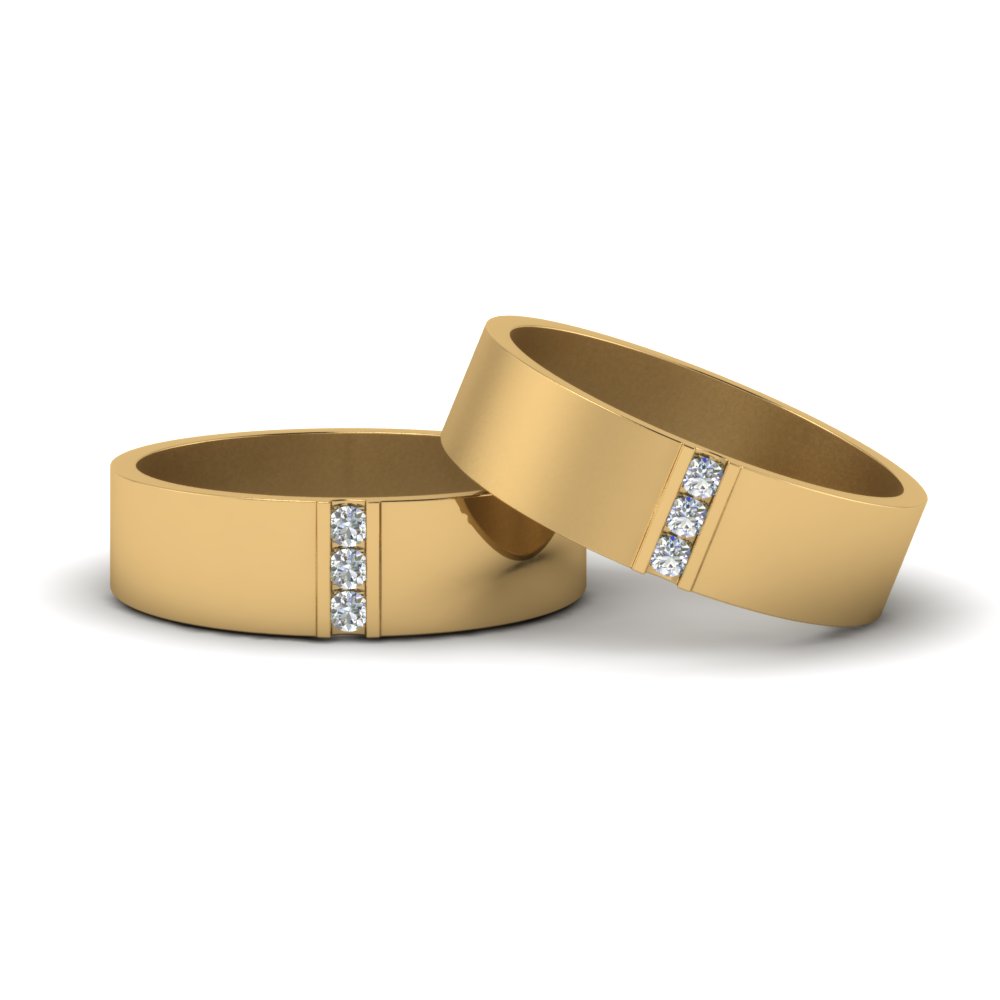 Personalized Gay  Wedding  Band With Diamonds In 14K Yellow 