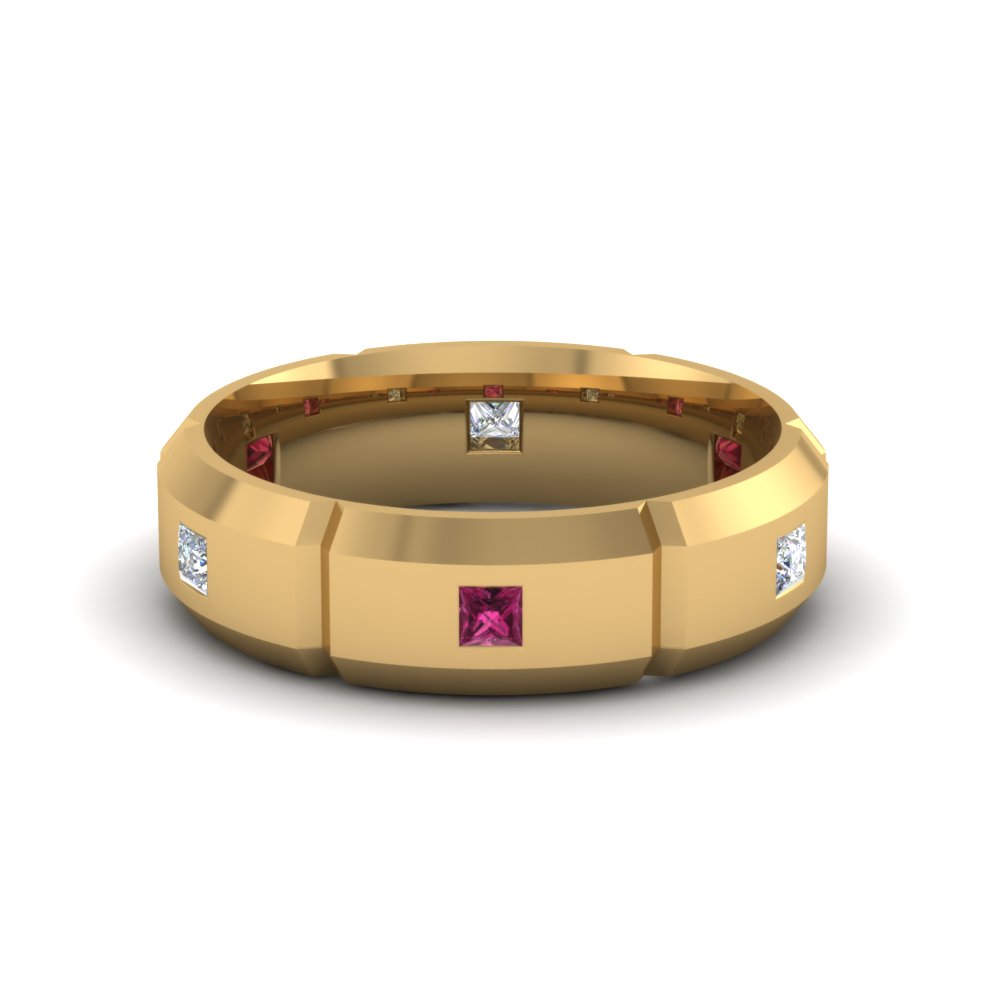 Men Pink Sapphire Engagement Ring