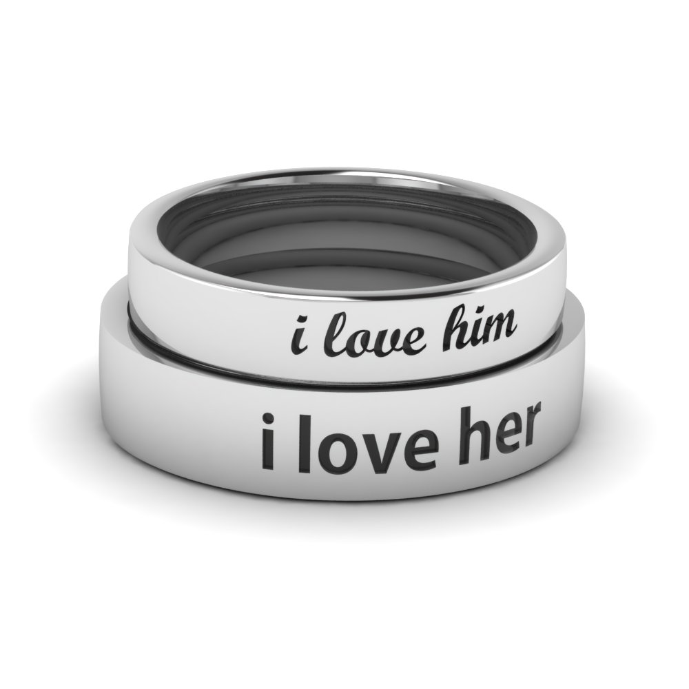 Engraved Matching Wedding  Ring  For Him  And Her  In 14K 