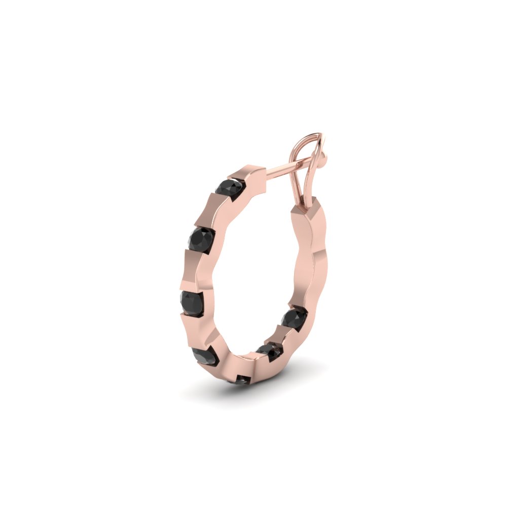 Mens Small Hoop Earring With Black Diamond In 18k Rose Gold Mens Small Hoop Earring With Black Diamond In 18k Rose Gold Fdmear66766gblack Nl Rg