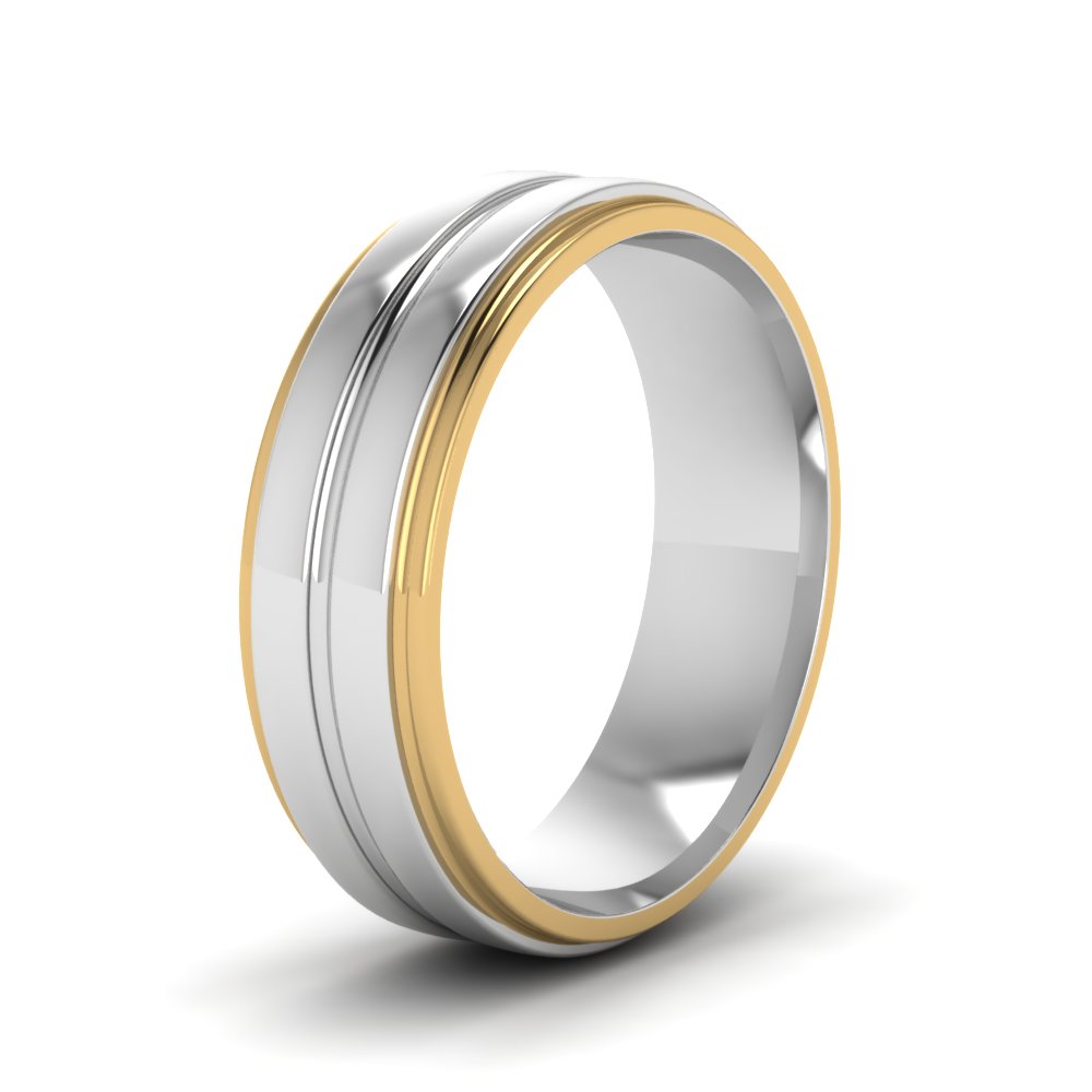 Mens Two Tone Wedding Bands In 14K Yellow Gold